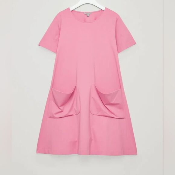 COS Blush Rose A Line T Shirt Swing Dress With Oversized Pockets S - Picture 13 of 15